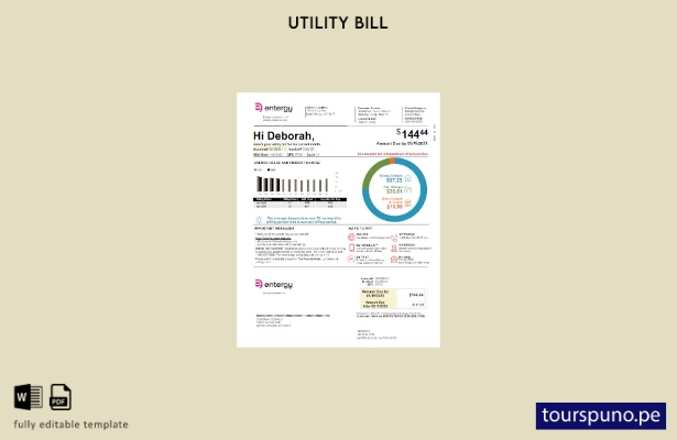 lista para imprimir plantilla de factura de servicios públicos de USA Entergy